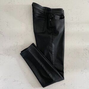 Eileen Fisher 5 Pocket Sleek Coated Waxed Organic Cotton Skinny Jeans Black 8